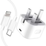 Iphone Usb-c Pd 20w Power Adapter Charger 3 Pin Uk Pin) With Cable - Image 2