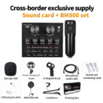 V10 Bm-800 Podcast Condenser Microphone Set With Live Sound Card, Rech - Image 4